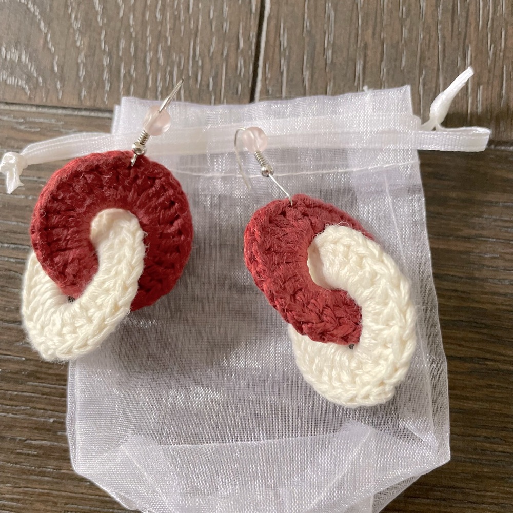 Hand crafted earrings .